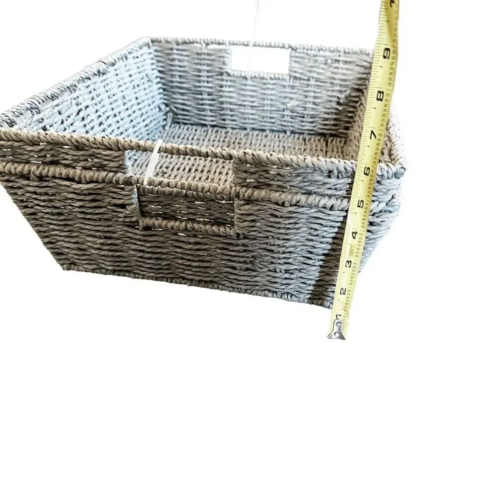 Brand New Set of Two Whitmor Rattique Shelf Tote with handles, Gray, Pantry Bin